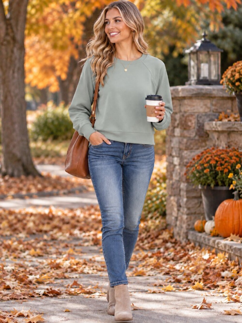 MAKERS MARK Sweatshirt Sandwash Crewneck Pullover Super Soft Green NWT XS